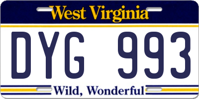 WV license plate DYG993