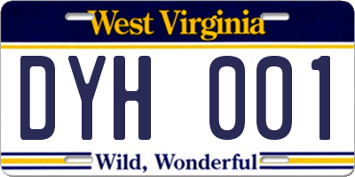 WV license plate DYH001