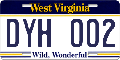 WV license plate DYH002