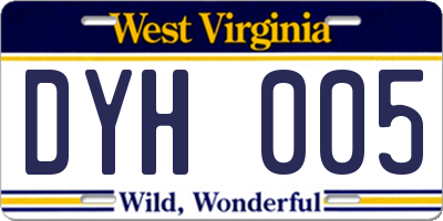 WV license plate DYH005