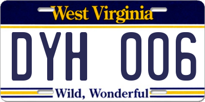 WV license plate DYH006