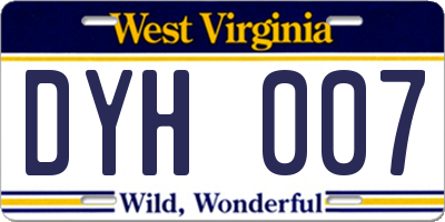 WV license plate DYH007