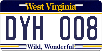 WV license plate DYH008