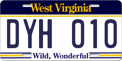 WV license plate DYH010