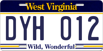 WV license plate DYH012