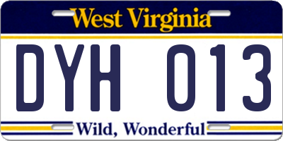 WV license plate DYH013