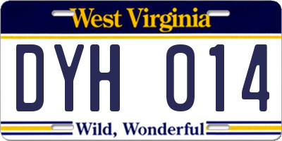 WV license plate DYH014