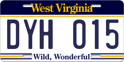 WV license plate DYH015