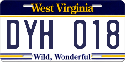 WV license plate DYH018