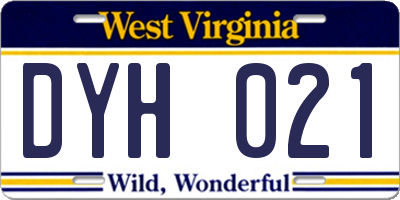 WV license plate DYH021