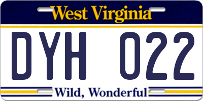 WV license plate DYH022