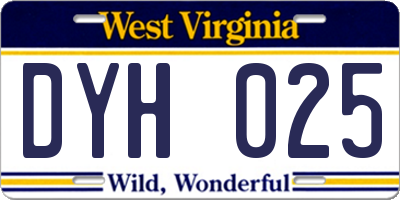 WV license plate DYH025