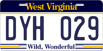 WV license plate DYH029