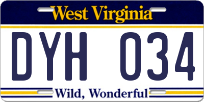 WV license plate DYH034