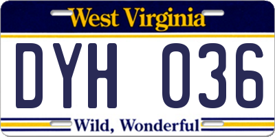 WV license plate DYH036