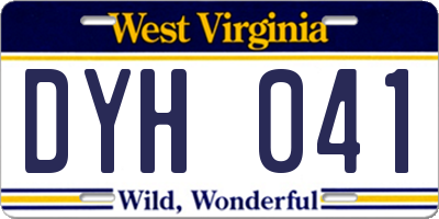 WV license plate DYH041