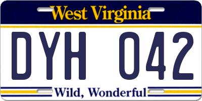 WV license plate DYH042
