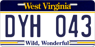 WV license plate DYH043