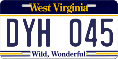 WV license plate DYH045