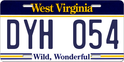 WV license plate DYH054