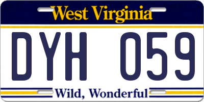 WV license plate DYH059