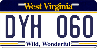 WV license plate DYH060