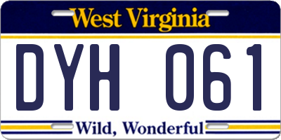 WV license plate DYH061