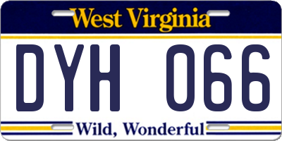 WV license plate DYH066