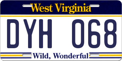 WV license plate DYH068