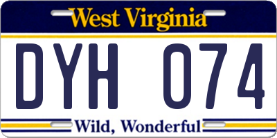 WV license plate DYH074