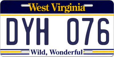 WV license plate DYH076