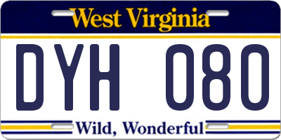 WV license plate DYH080