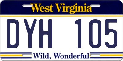 WV license plate DYH105