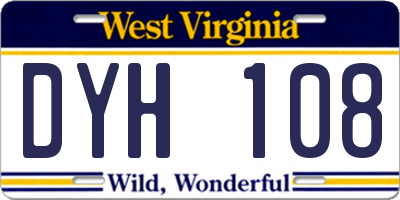 WV license plate DYH108