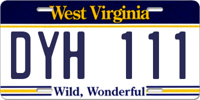 WV license plate DYH111