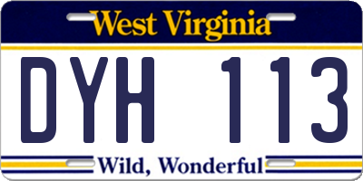 WV license plate DYH113