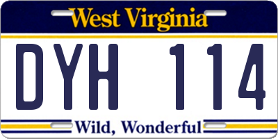WV license plate DYH114