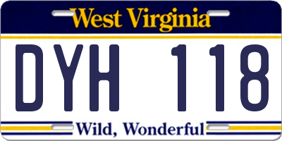 WV license plate DYH118