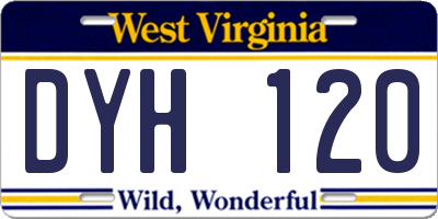 WV license plate DYH120