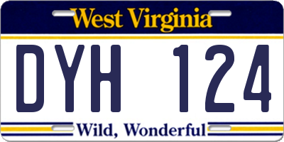 WV license plate DYH124