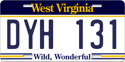 WV license plate DYH131