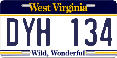WV license plate DYH134