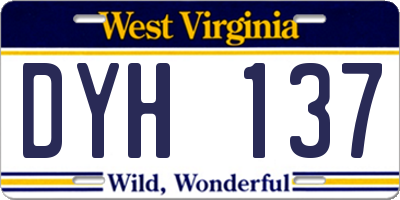 WV license plate DYH137