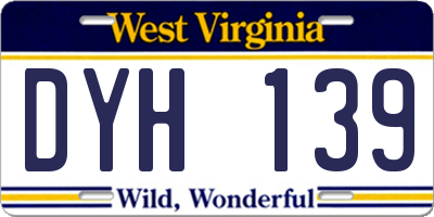 WV license plate DYH139