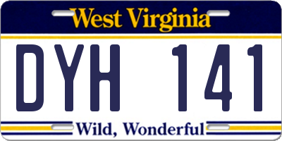 WV license plate DYH141