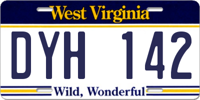 WV license plate DYH142
