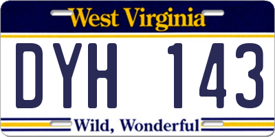 WV license plate DYH143