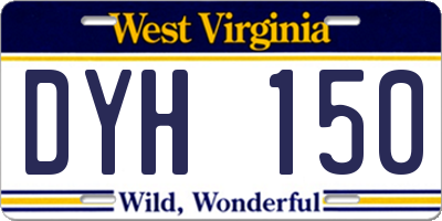 WV license plate DYH150