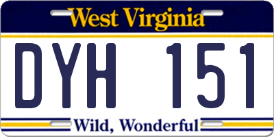 WV license plate DYH151