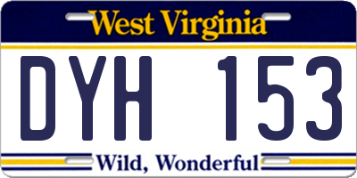 WV license plate DYH153